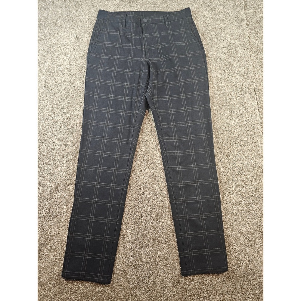 Zara Womens Grey Windowpane Plaid Slim Fit Trousers Pants Size M 31
